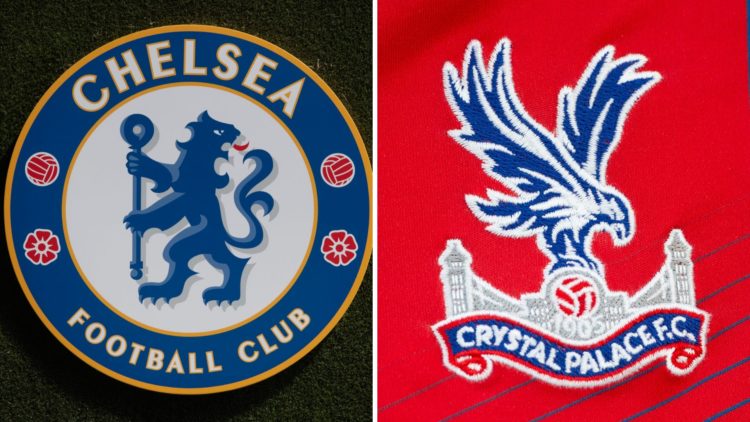 Split image of the Chelsea badge and the Crystal Palace badge