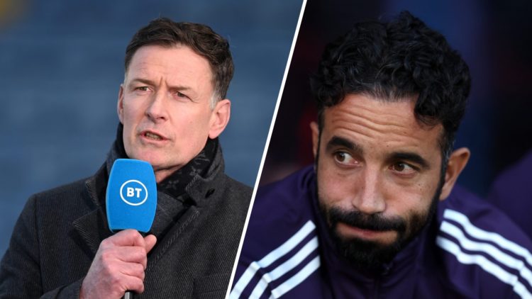 A split image of pundit Chris Sutton (L) and Manchester United boss Ruben Amorim (R)