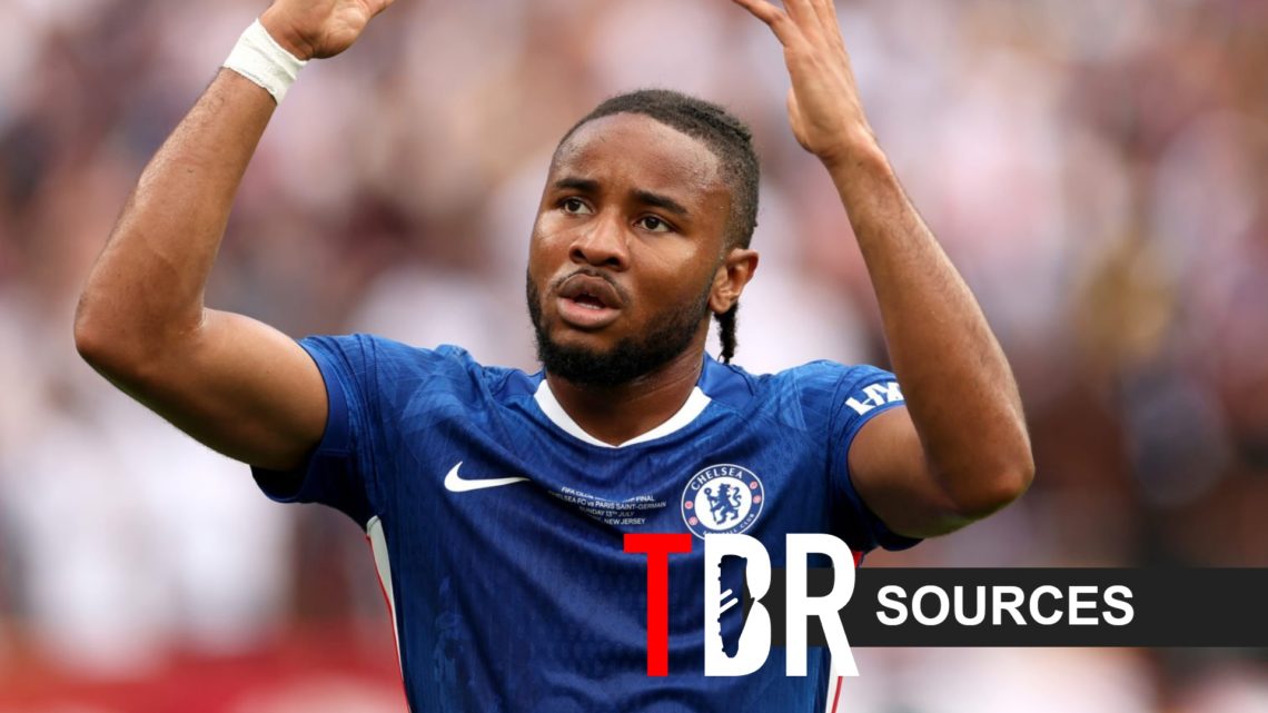 Christopher Nkunku of Chelsea holds hand in air