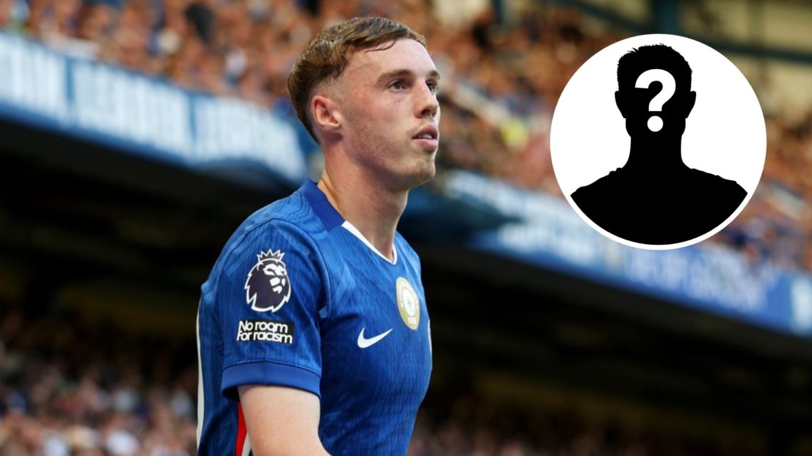 Cole Palmer of Chelsea looks on during the Premier League match between Chelsea and Crystal Palace at Stamford Bridge (Centre) Mystery (Right).
