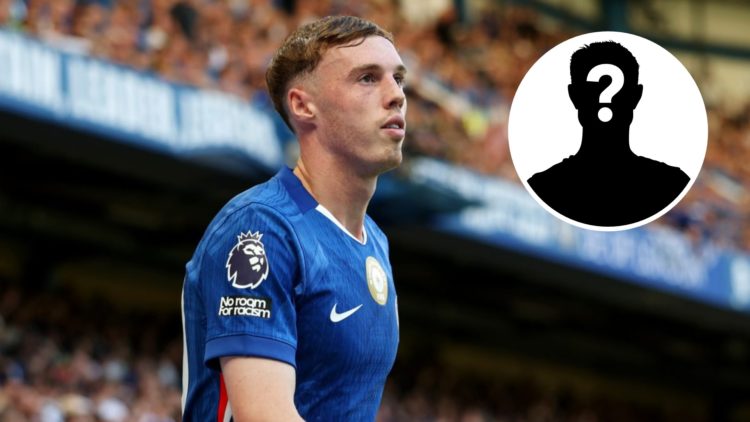 Cole Palmer of Chelsea looks on during the Premier League match between Chelsea and Crystal Palace at Stamford Bridge (Centre) Mystery (Right).