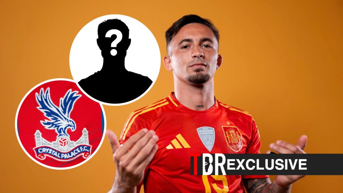 Yeremy Pino UEFA Nations League headshot with Spain, Crystal Palace badge, mystery figure, TBR logo and exclusive label inset