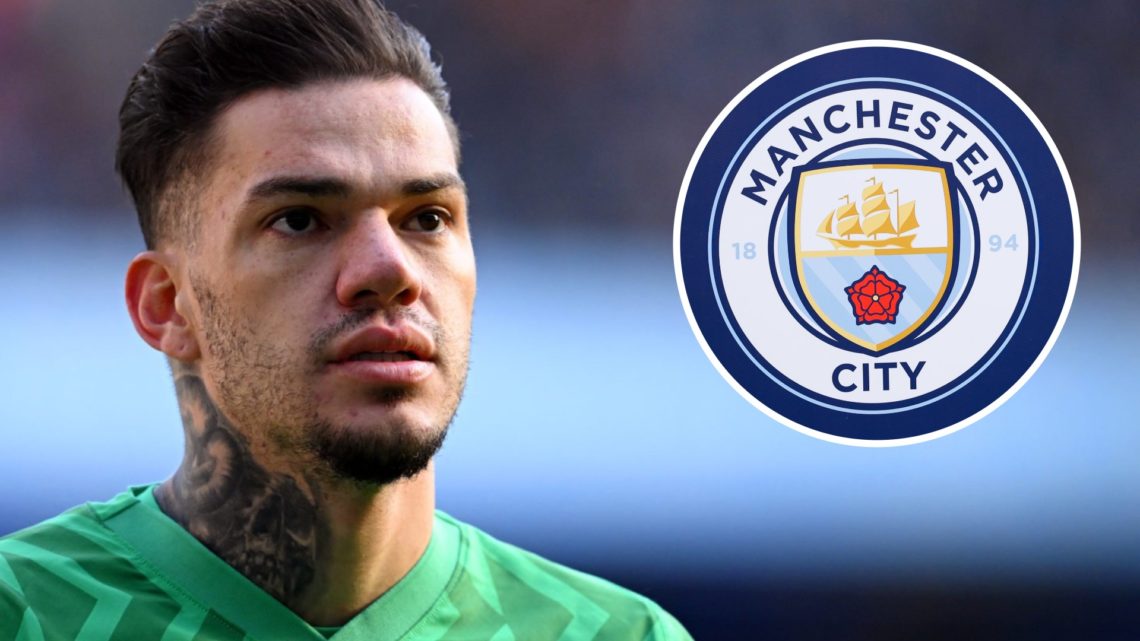 Ederson, Manchester City badge (inset)