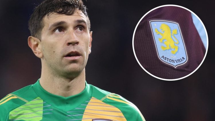 Emiliano Martinez, Aston Villa crest (inset, right)