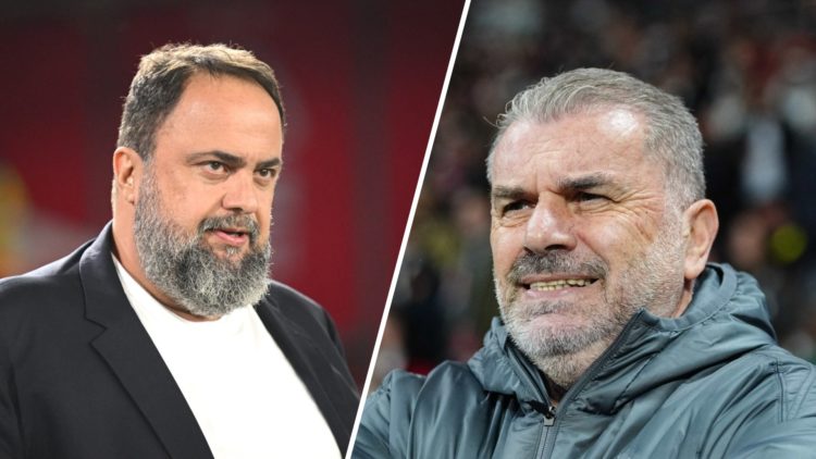 Split image of Evangelos Marinakis and Ange Postecoglou