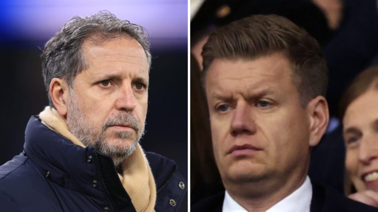 Split image of (L) Fabio Paratici and (R) Johan Lange both looking on during Tottenham games