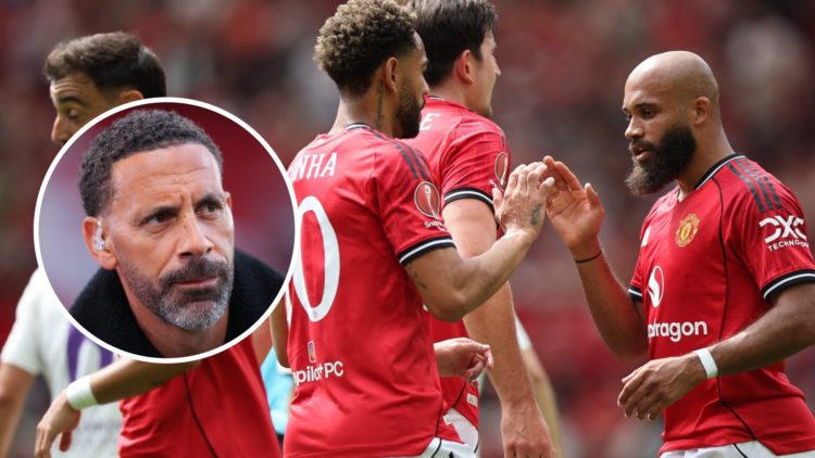 Matheus Cunha and Bryan Mbeumo playing for Manchester United alongside Rio Ferdinand.