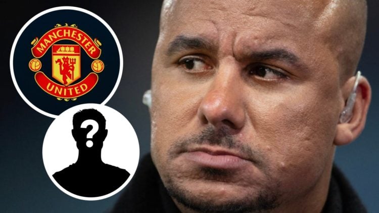 Gabriel Agbonlahor, Manchester United badge (inset, top), mystery player (inset, bottom)