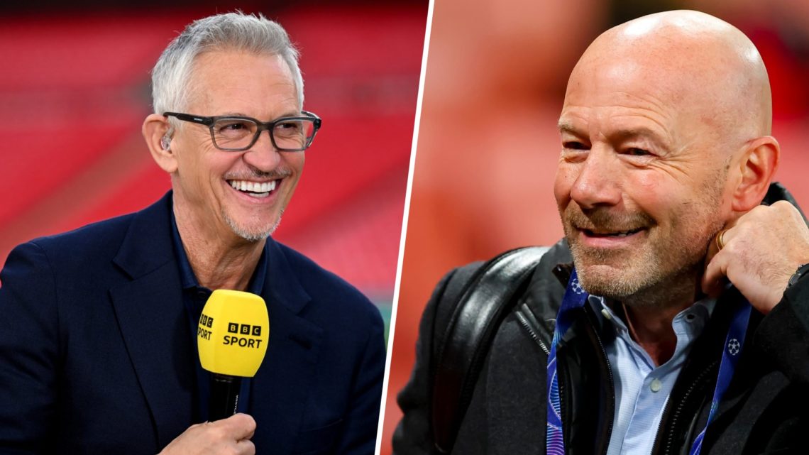 Former BBC Presenter and Footballer Gary Lineker, looks on while presenting after the Emirates FA Cup Semi Final match between Crystal Palace and A...