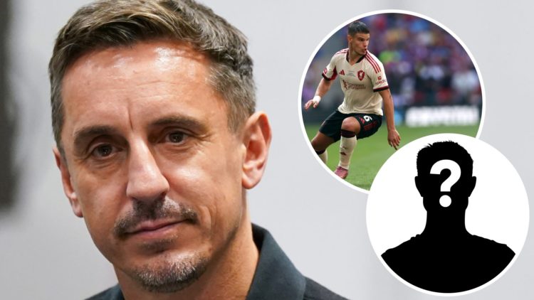 Gary Neville, Milos Kerkez (inset, top), Mystery player (inset, bottom)