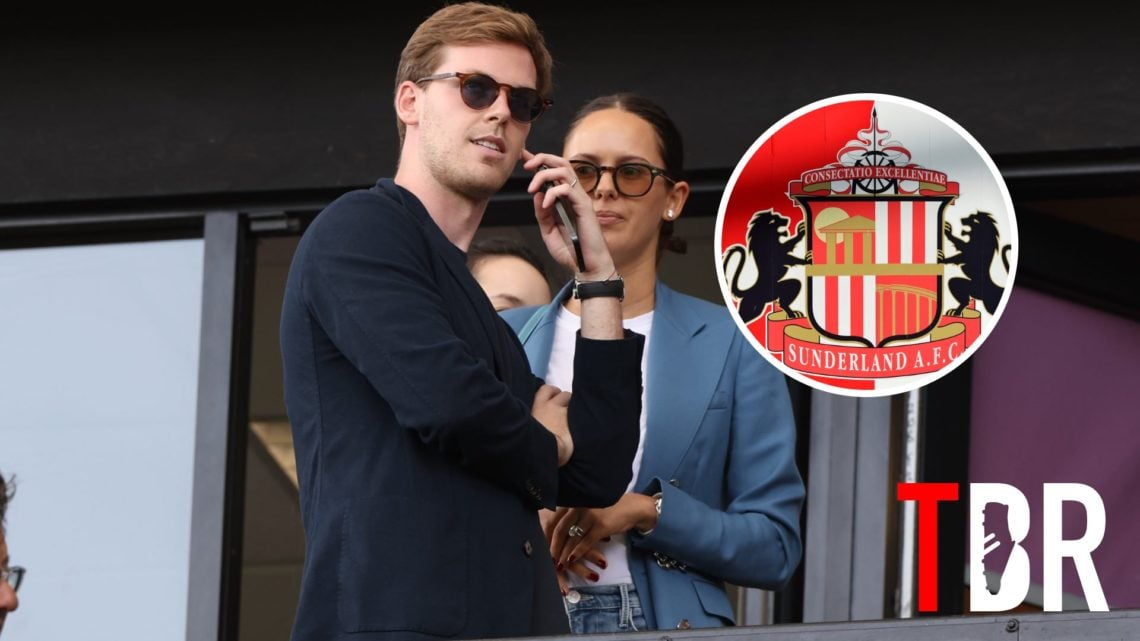 Sunderland co-owner Kyril Louis-Dreyfus with inset of Sunderland badge
