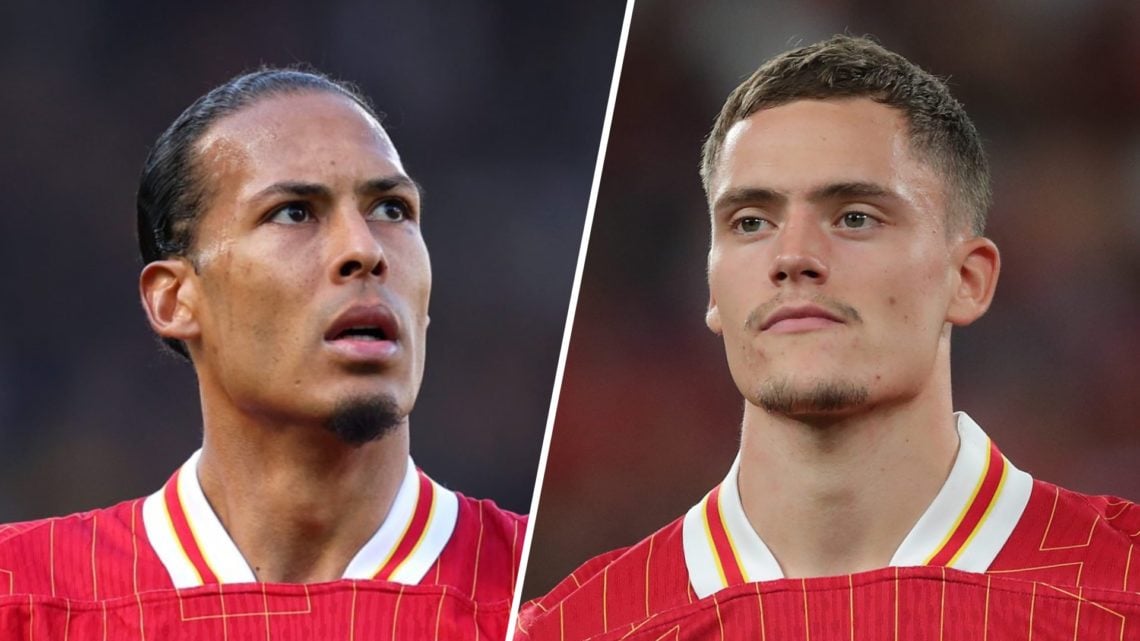 Split image of Liverpool players Virgil van Dijk and Florian Wirtz