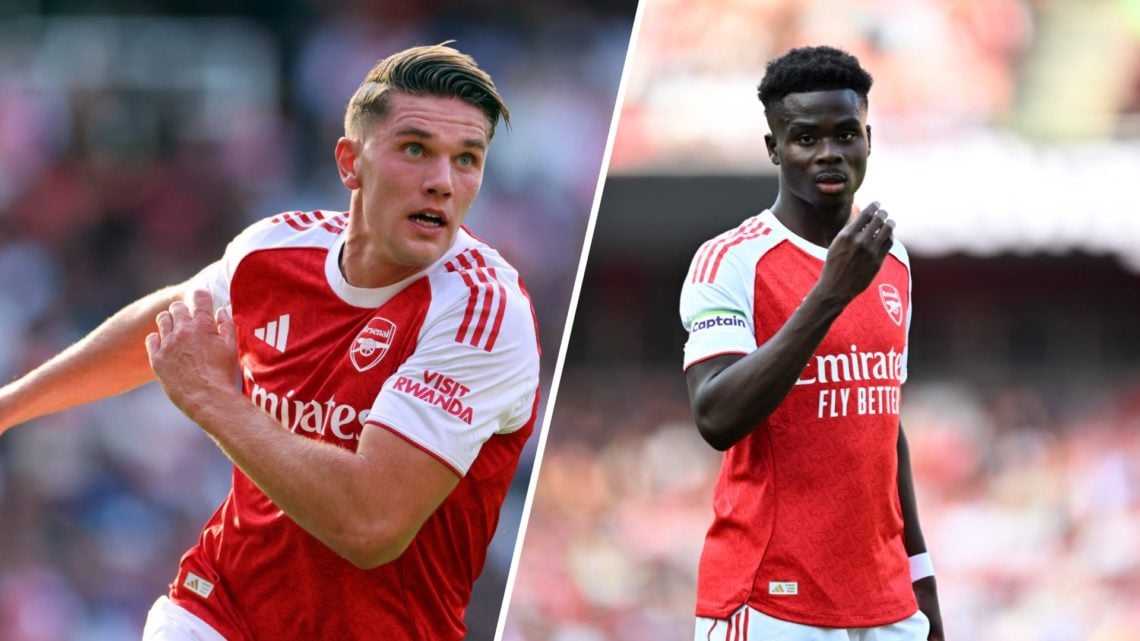 Split image of Viktor Gyokeres and Bukayo Saka playing for Arsenal