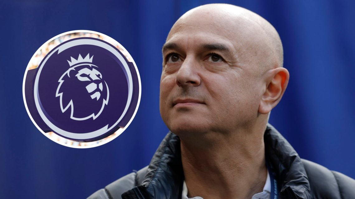 Tottenham co-owner and chairman Daniel Levy looks on. Premier League logo.