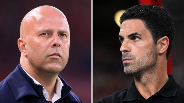 Liverpool manager Arne Slot split with Arsenal boss Mikel Arteta.