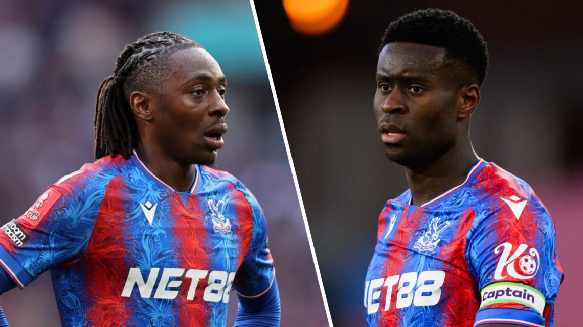 Split image of Crystal Palace players Ebereche Eze and Marc Guehi