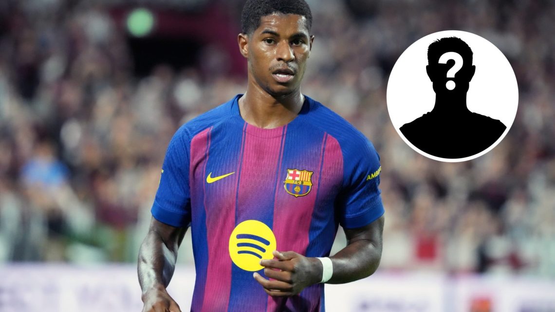 Main: Marcus Rashford in action for Barcelona in their pre-season friendly against Vissel Kobe. Inset: Mystery player.