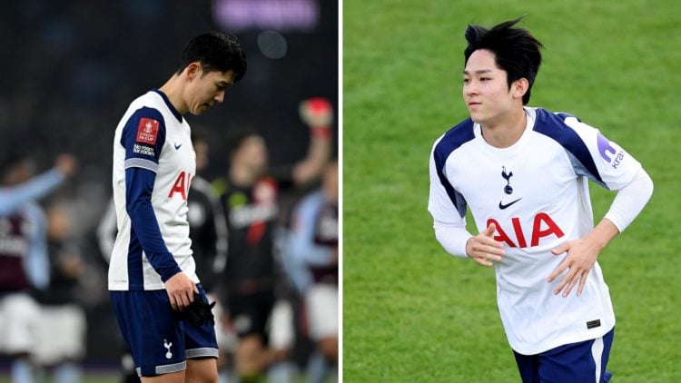 Split image of Tottenham Hotspur forward Son Heung-min and Spurs forward Yang Min-Hyeok
