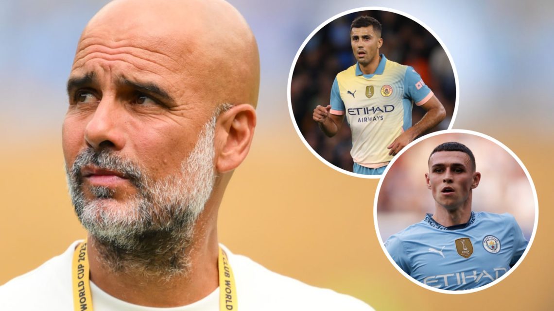 Pep Guardiola, Rodri (inset, left), Phil Foden (inset, right)