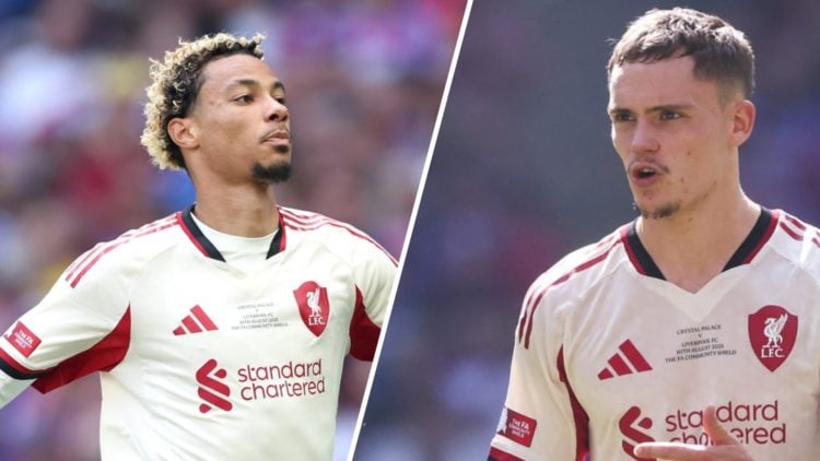 Split image of Liverpool striker Hugo Ekitike (L) and Florian Wirtz (R) during the Community Shield.