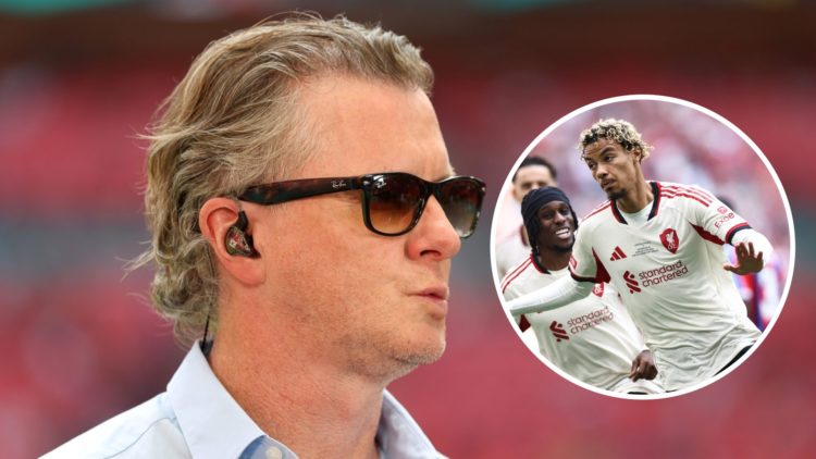 TNT Sports pundit Steve McManaman with Liverpool players Hugo Ekitike and Jeremie Frimpong inset
