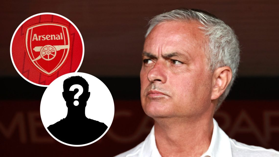 Jose Mourinho alongside an Arsenal badge.