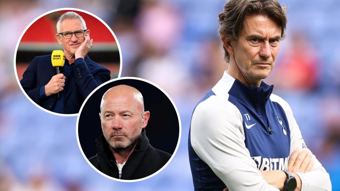 Tottenham Hotspur boss Thomas Frank alongside Gary Lineker and Alan Shearer.