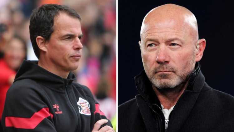 Split image of Sunderland manager Regis Le Bris and pundit Alan Shearer