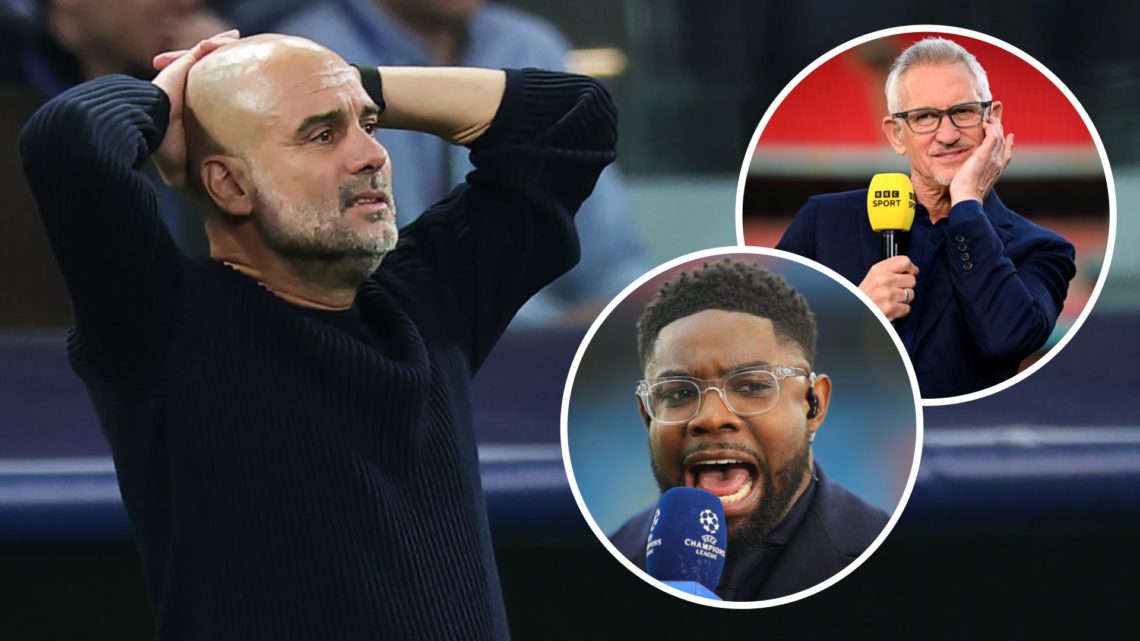 Pep Guardiola, Gary Lineker (top), Micah Richards (bottom)