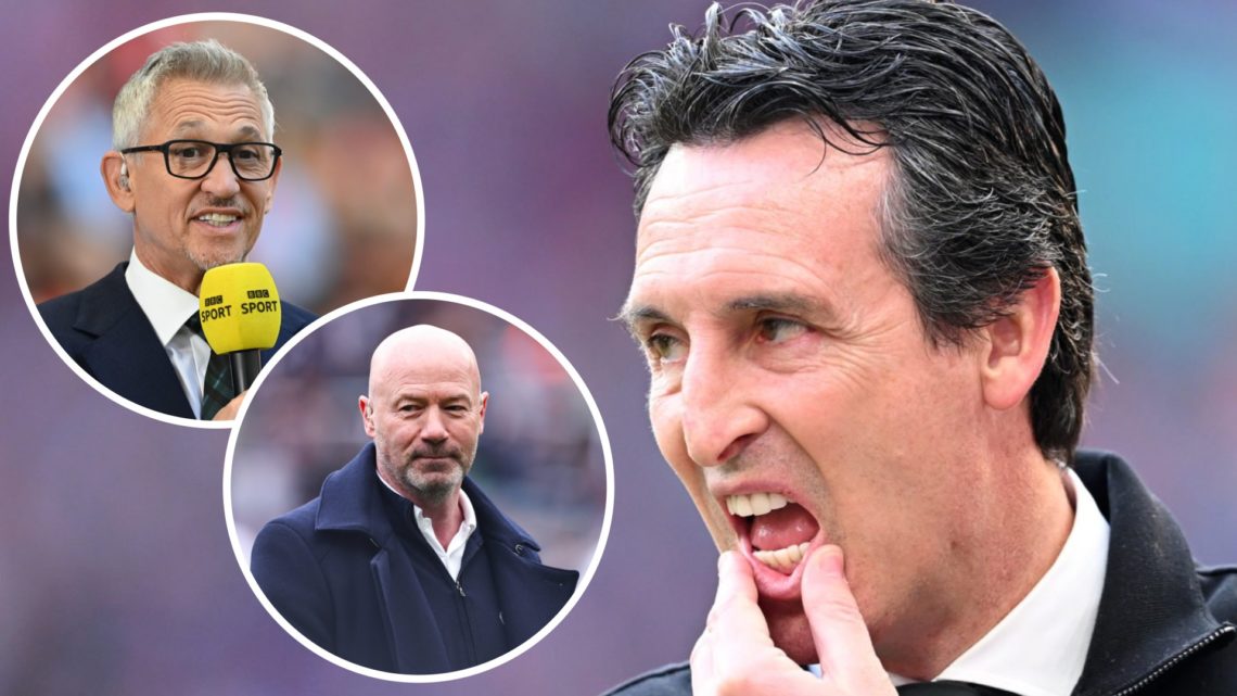 Unai Emery, Gary Lineker (inset, left), Alan Shearer (inset, right)