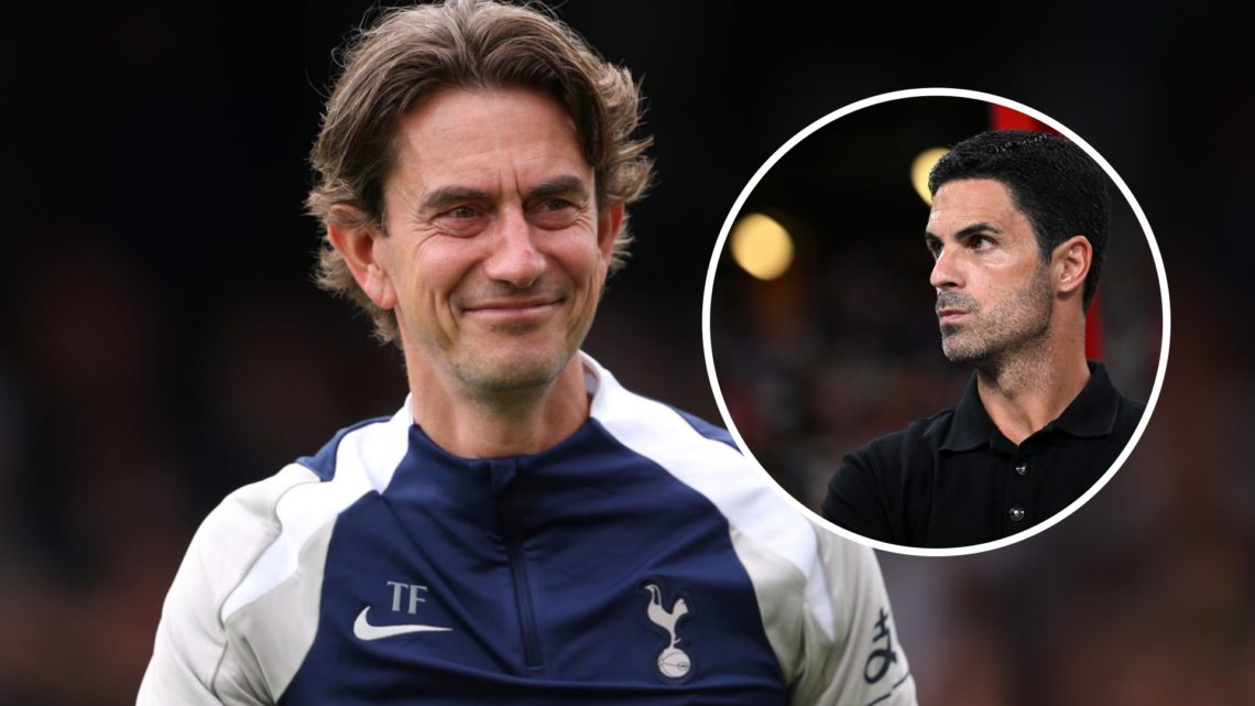 Tottenham boss Thomas Frank alongside Arsenal manager Mikel Arteta.