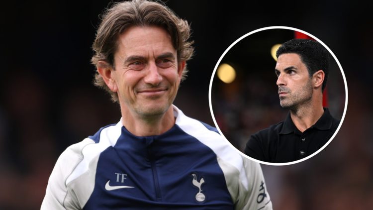 Tottenham boss Thomas Frank alongside Arsenal manager Mikel Arteta.