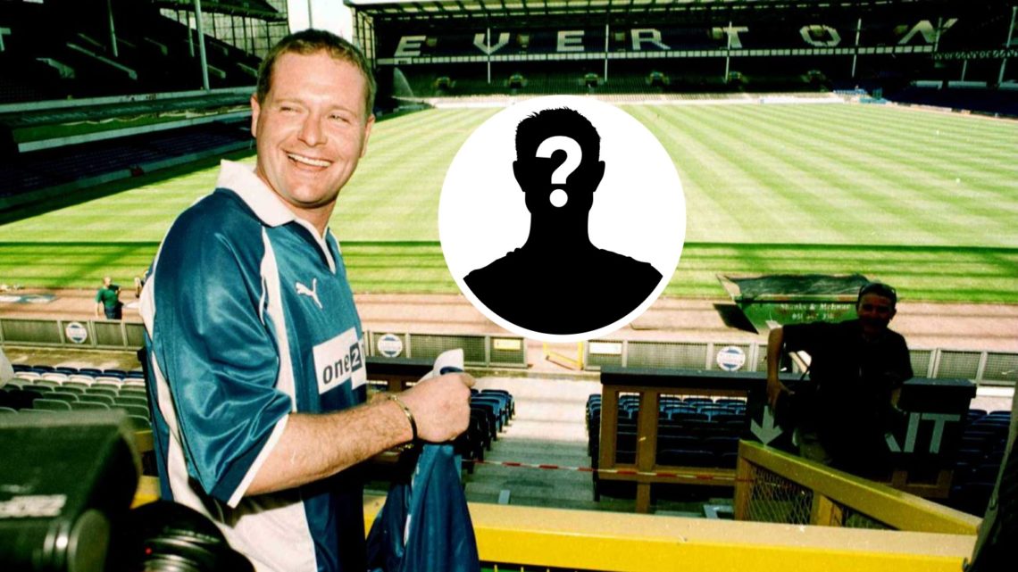 Paul Gascoigne signing for Everton, mystery figure inset