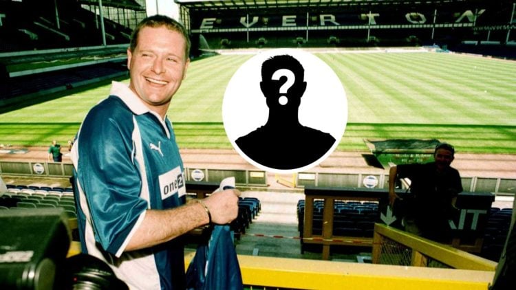 Paul Gascoigne signing for Everton, mystery figure inset