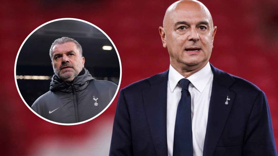 Tottenham chairman Daniel Levy alongside an inset of Ange Postecoglou.