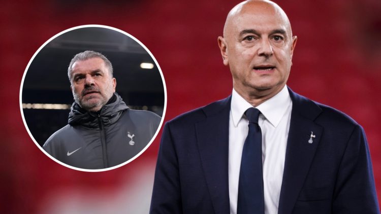 Tottenham chairman Daniel Levy alongside an inset of Ange Postecoglou.
