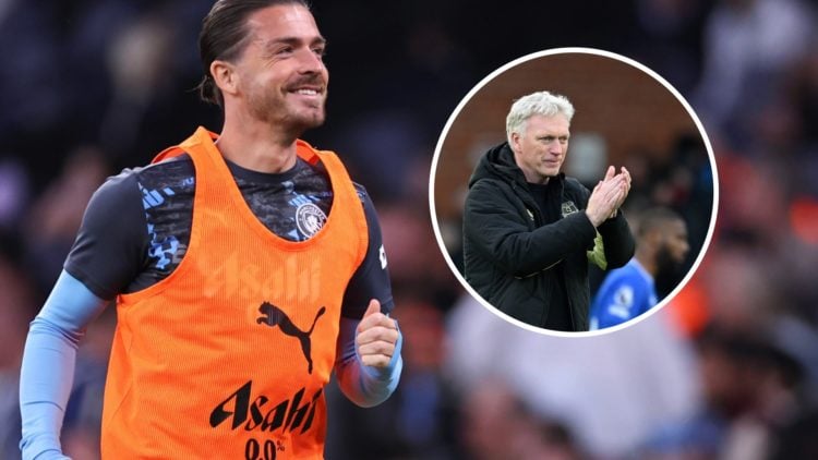 Jack Grealish of Manchester City warms up during the Premier League match between Manchester City FC and AFC Bournemouth at Etihad Stadium. David M...