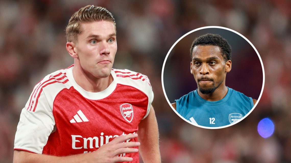 Viktor Gyokeres alongside Arsenal teammate Jurrien Timber.
