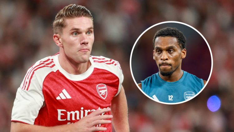 Viktor Gyokeres alongside Arsenal teammate Jurrien Timber.