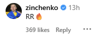 Zinchenko calls Saliba a Rolls-Royce in Instagram comment