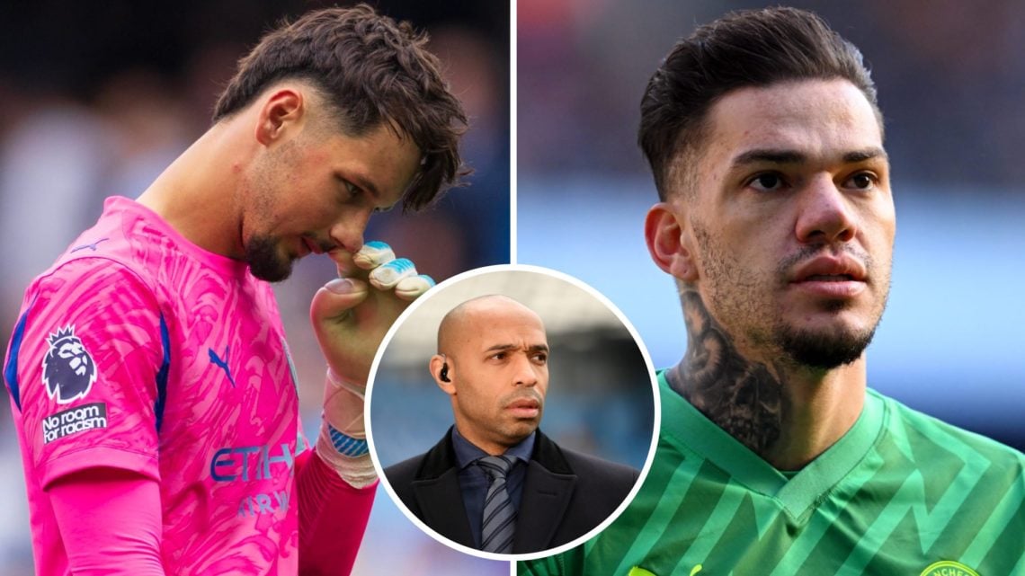 James Trafford (left), Ederson (right), Thierry Henry (inset)