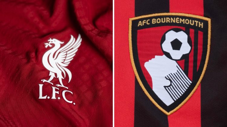 A detailed view of the badge of Liverpool FC during the UEFA Champions League 2022/23 Group Stage Teams Jerseys Shoot at UEFA Headquarters (Left)A ...