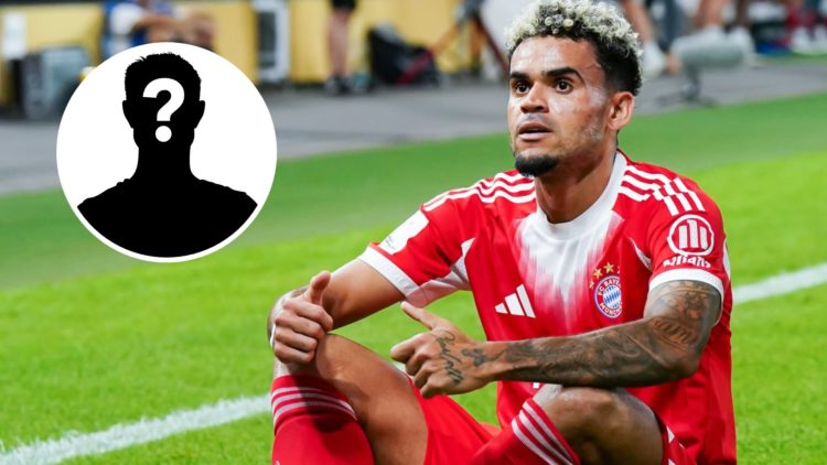 Luis Diaz of Bayern Munich celebrates after scoring his team's second goal during the Franz-Beckenbauer-Supercup 2025 match between VfB Stuttgart a...