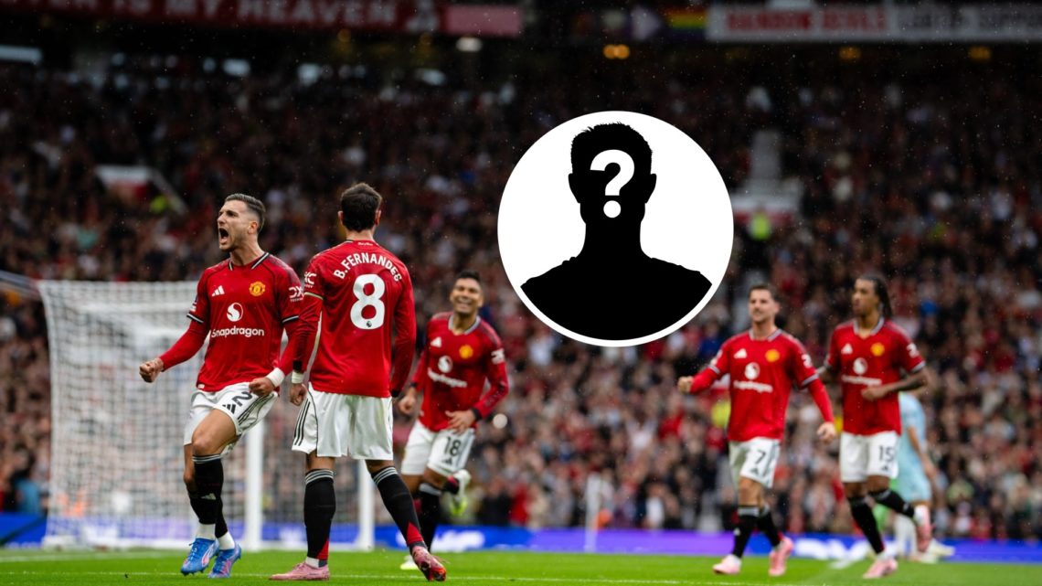 Manchester United players celebrate after scoring against Burnley, mystery figure inset
