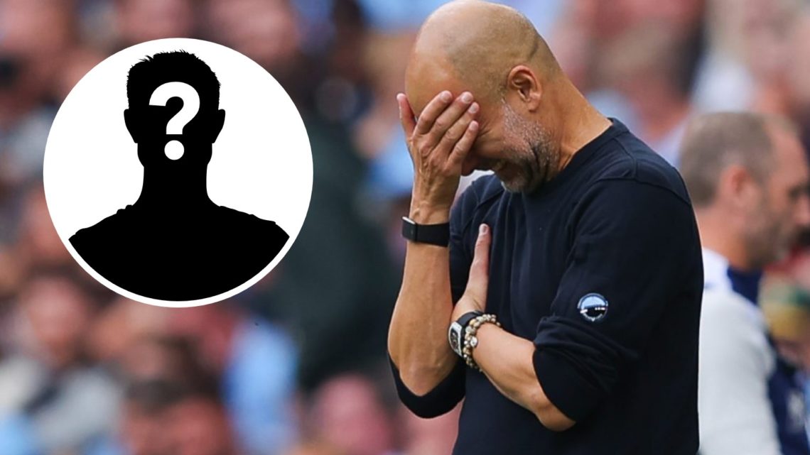 Josep 'Pep' Guardiola, head coach of Manchester City, reacts after a missed chance during the Premier League match between Manchester City and Tott...