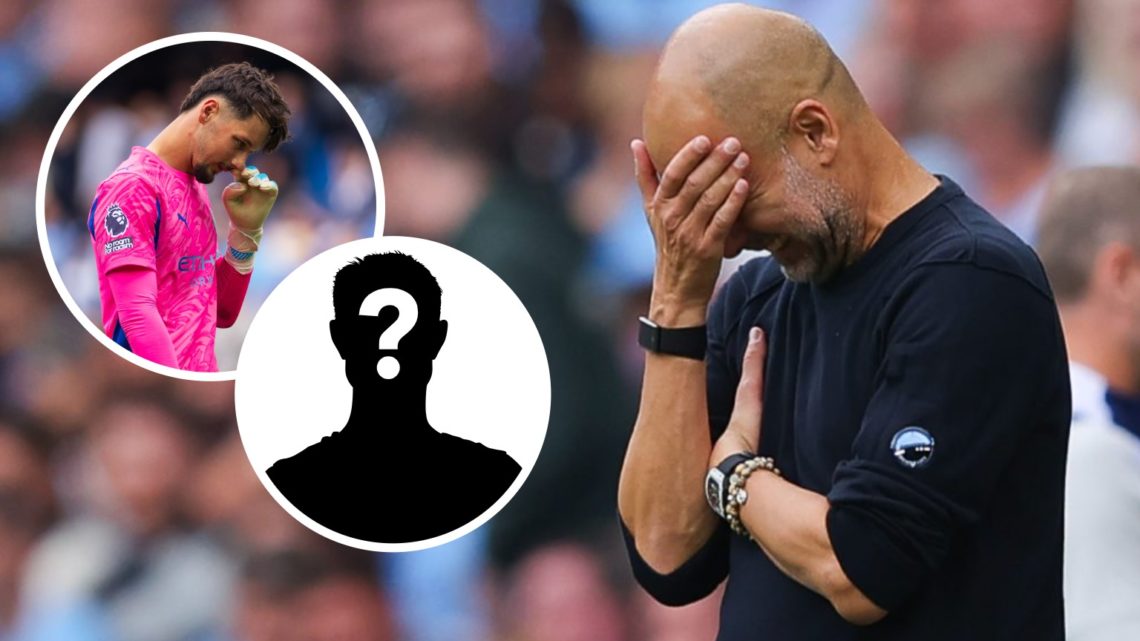 Pep Guardiola, James Trafford (inset, top), mystery player (inset, bottom)