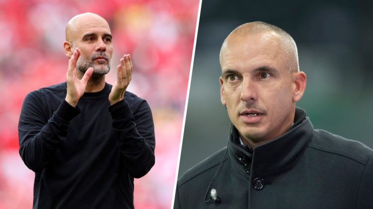 Pep Guardiola, Manager of Manchester City applauds the fans after the Emirates FA Cup Semi Final match between Nottingham Forest and Manchester Cit...