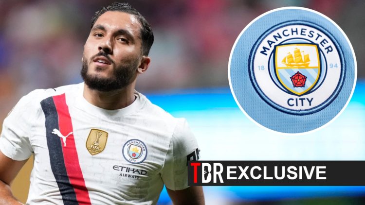 Rayan Cherki, Man City badge (inset, right)