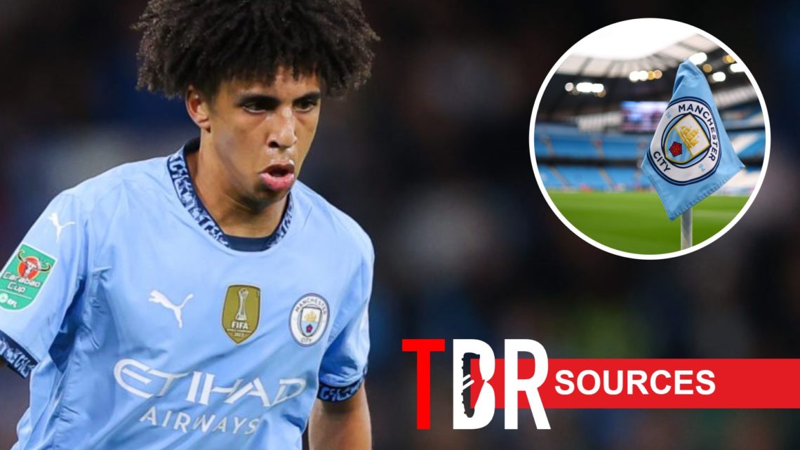 Rico Lewis, Man City badge (inset)