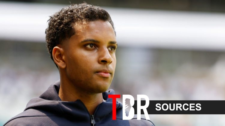 Rodrygo looks on before a Real Madrid match.